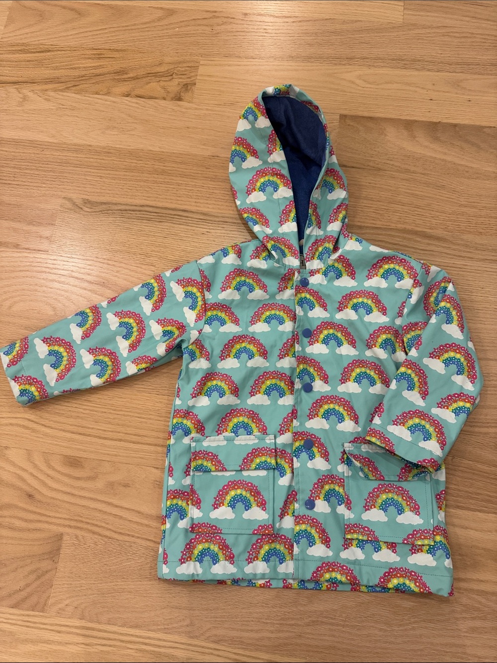 Hatley | Teal Raincoat with Rainbow Print